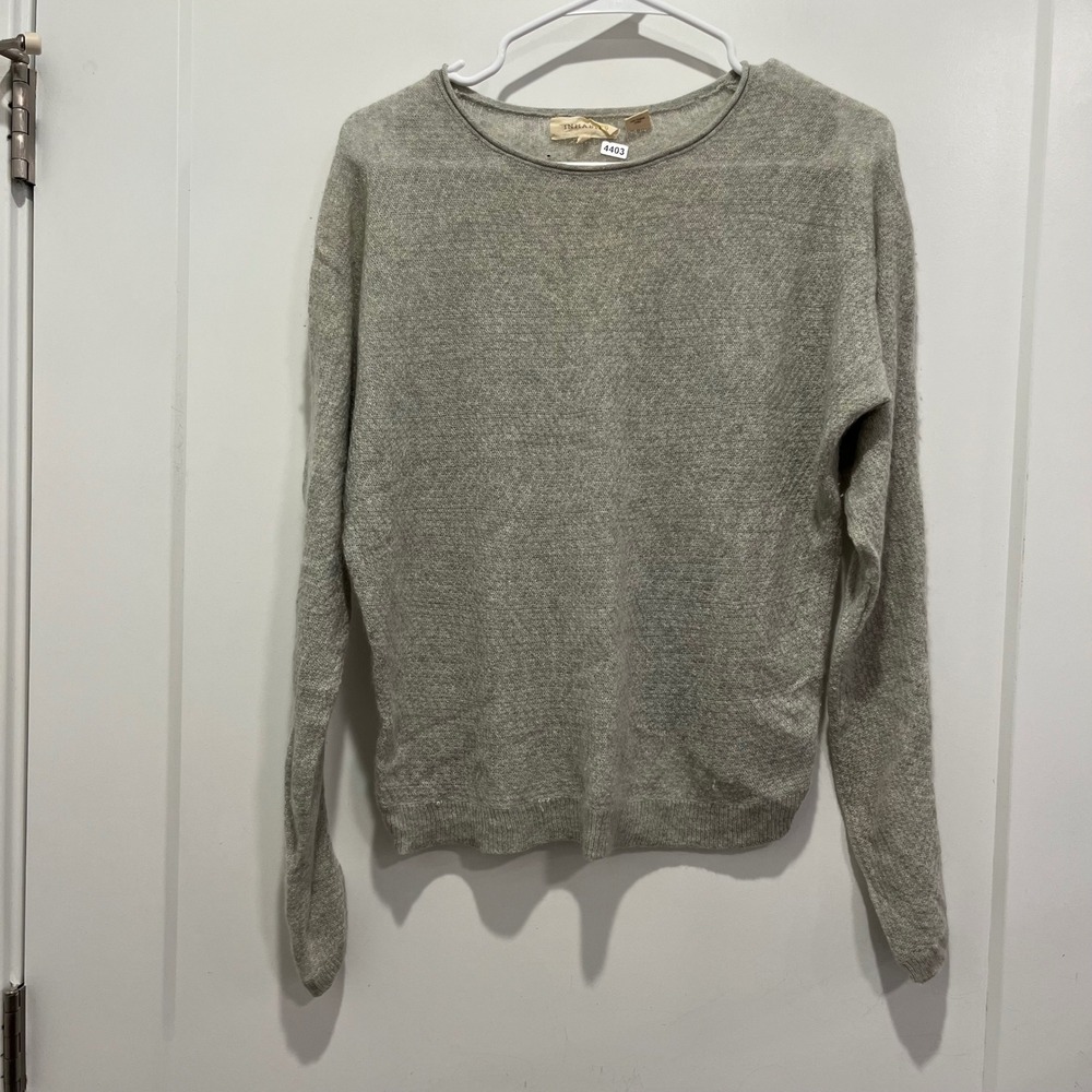 Inhabit Gray 100% Cashmere Drop Shoulder Crew Neck Sweater Petite P